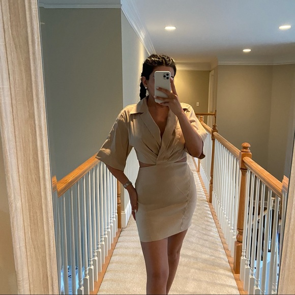 ZARA TAN CUTOUT DRESS BRAND NEW - Picture 9 of 15